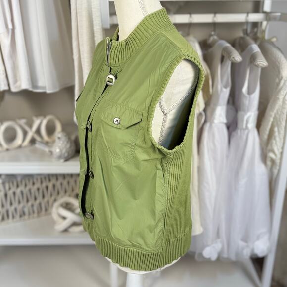 Christopher & Banks Women's Sz L Green Ribbed Toggle Closure Sweater Vest #3408 - Picture 5 of 8
